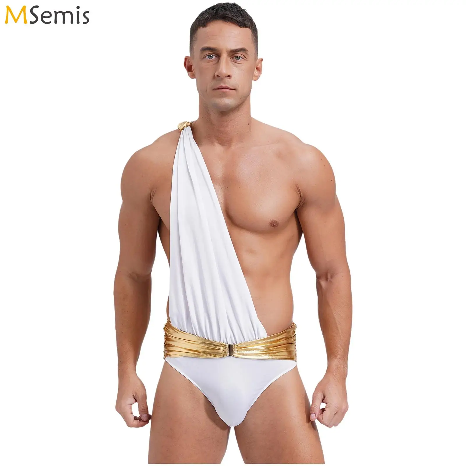 Мужской костюм для косплея в древнем греческом стиле с одним плечевым ремнем