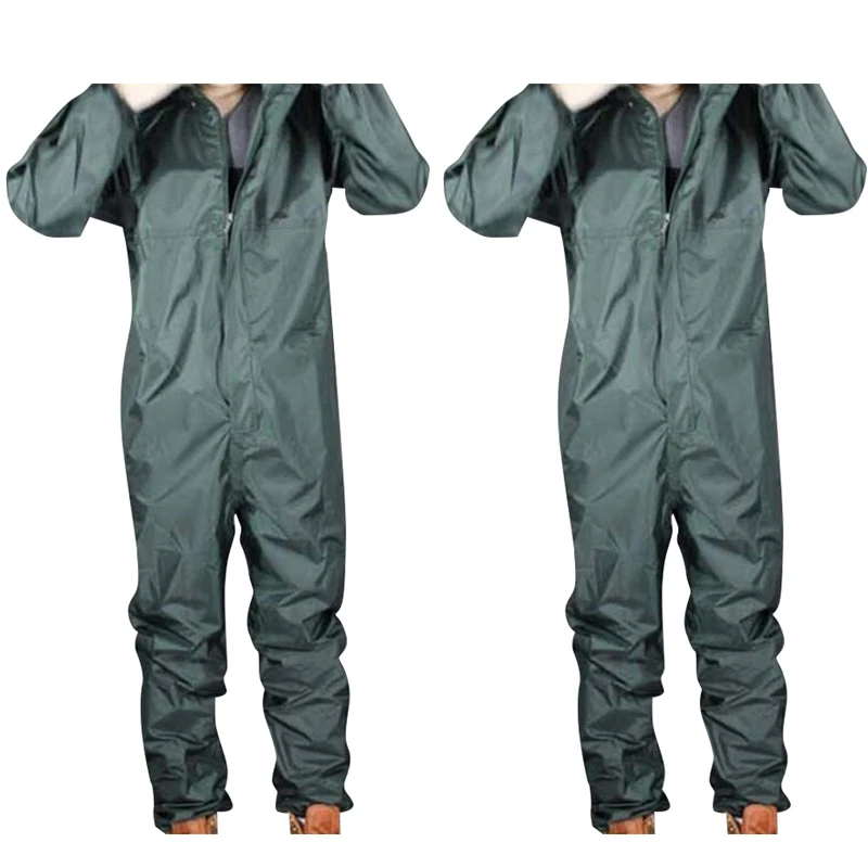 

2SET Fashion Motorcycle Raincoat /Conjoined Raincoat/Overalls Men and Women Fission Rain Suit Rain Coat ArmyGreen XL/XXL