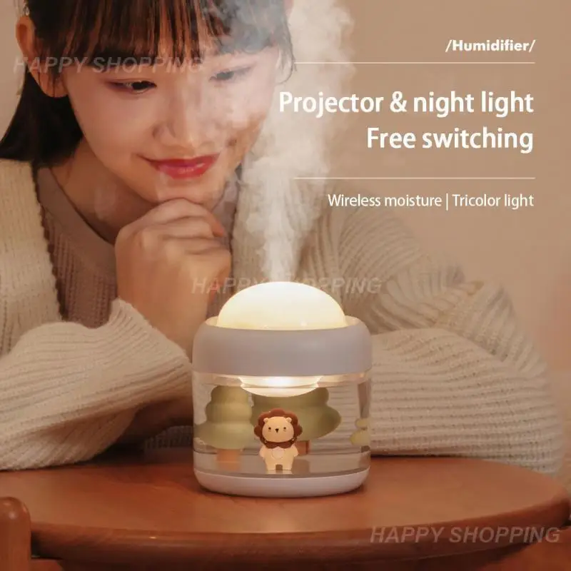 

500ML Air Humidifier Projection Rechargeable Sprayers Projection Night Light Essential Oil Diffusers Steam Maker