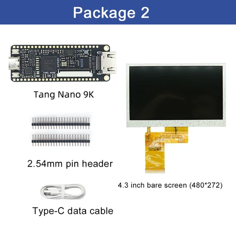 Sipeed Tang Nano 9K FPGA макетная плата GOWIN GW1NR-9 2,54 мм контактный разъем + кабель передачи данных типа C + 4,3/5/7 дюйма