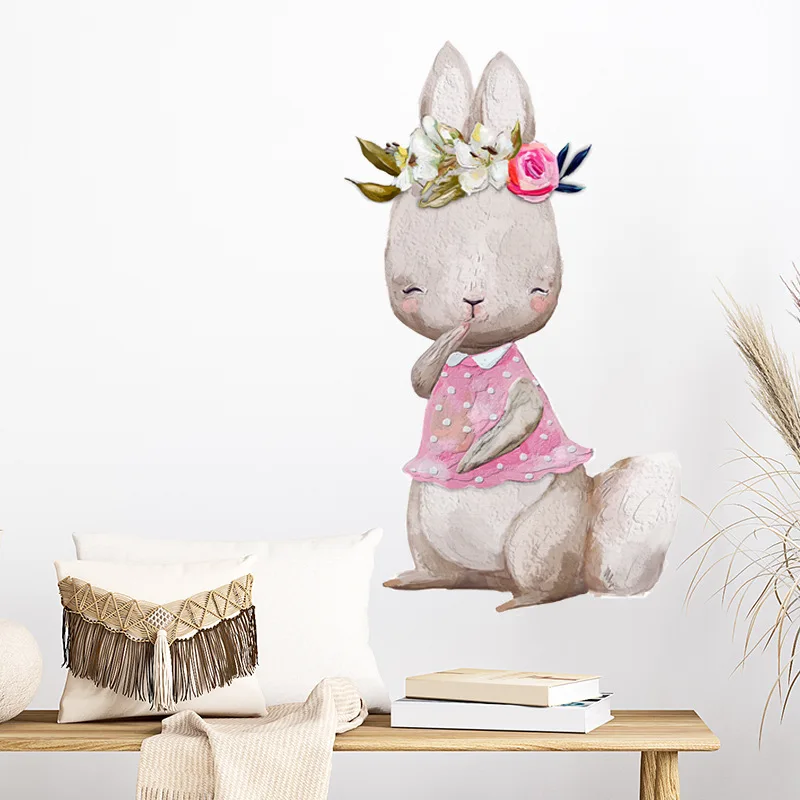 

Настенные наклейки в виде кролика для детской комнаты, настенные наклейки, домашний декор, декоративные