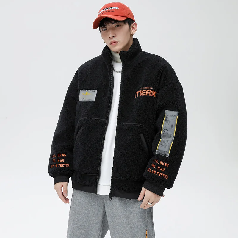 Men's Fashion Imitation Lamb Velvet Jacket Men's Autumn and Winter Fashion Brand Men's Thick Coat Japanese Winter Jacket Men