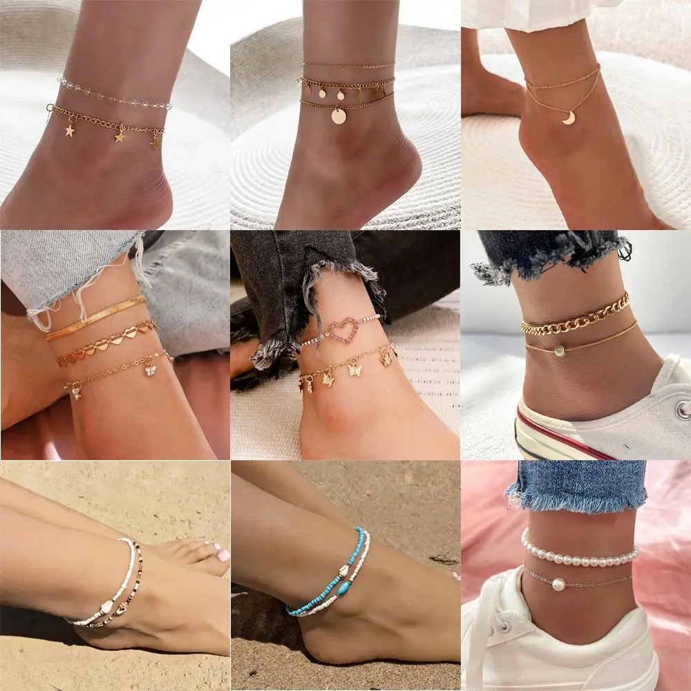 

Fashion Pearl Anklet Women Ankle Bracelet Beach Imitation Pearl Barefoot Sandal Anklet Chain Foot Jewelry