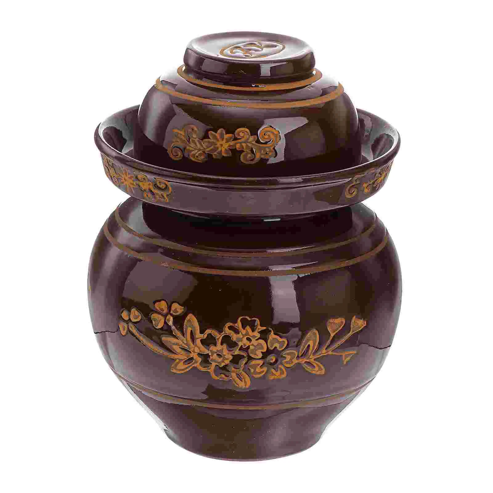 

1pc Fine Durable Storage Jar Ceramic Pickles Jar Pickles Canister for Restaurant