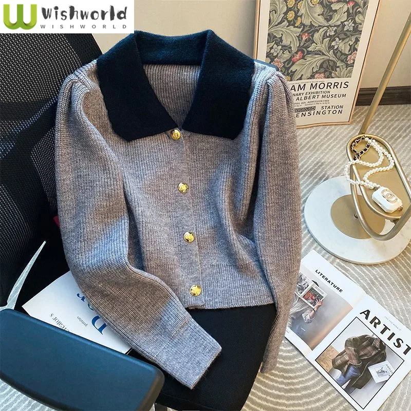 Модный повседневный женский топ на осень и зиму корейская версия серый