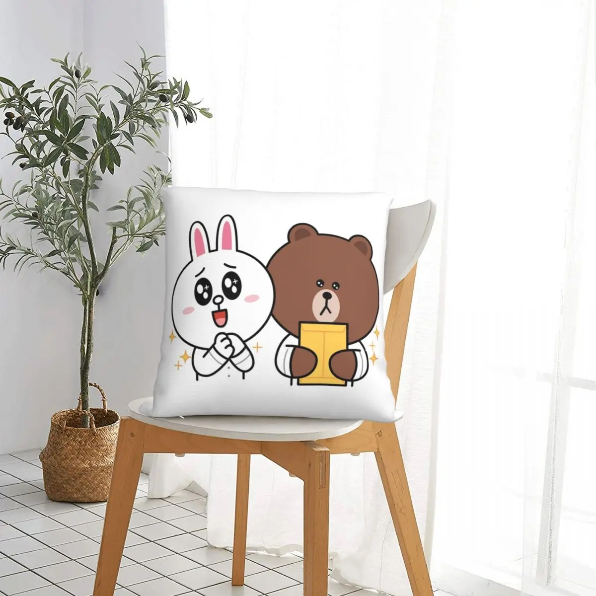 Brown And Friends Workplace (Brown Bear Cony Bunny) Pillowcase Pillow Case Cushion Cover Home Sofa Decorative Throw |