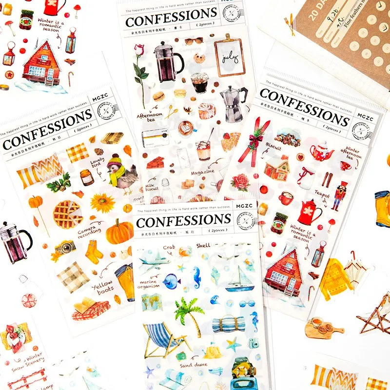 

2 Sheets Yellow Autumn Pumpkin Aesthetic Diary Travel Journal Paper Stickers Scrapbooking Stationery School Office Art Supplies