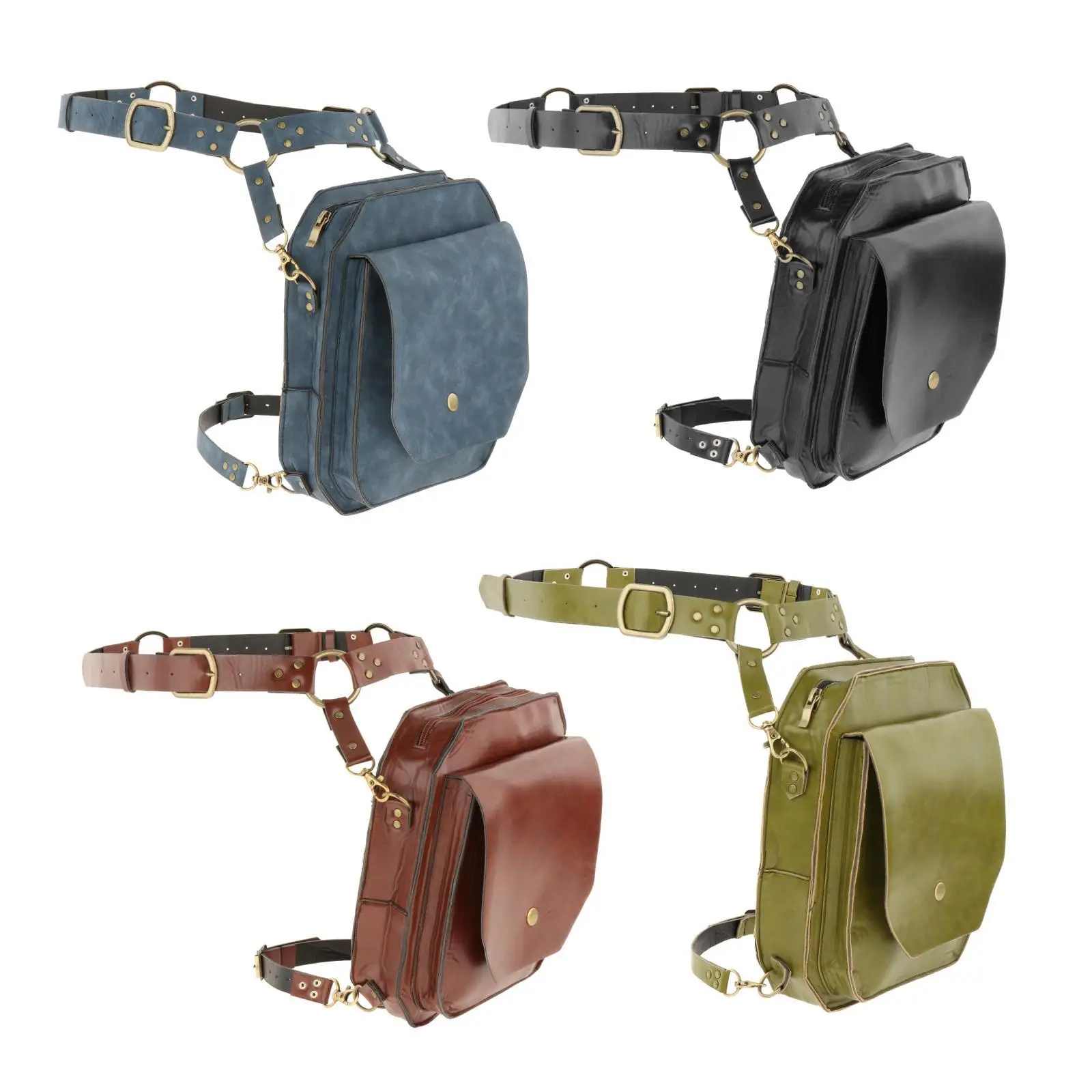 

Waist Ring Belt Pouch Artificial Leather Punk Wallet Motorcycle Bag Satchel