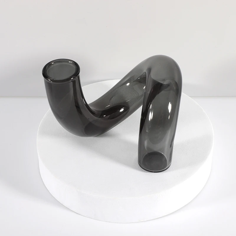 

Glass Candle Holder for Home Decor Rustic Candle Holder Small Decorative Black Vase Terrarium Glass Flower Vase