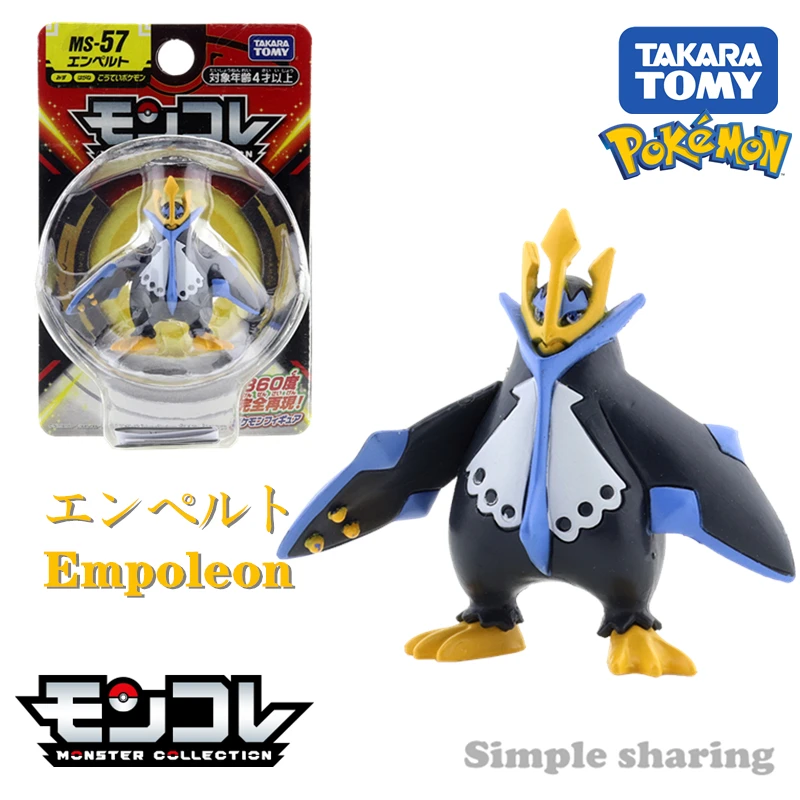 

Takara Tomy Tomica Moncolle Ex Pokemon Фигурки MS-57 Empoleon полимерная фигурка из аниме игрушки для детей коллекционные вещи