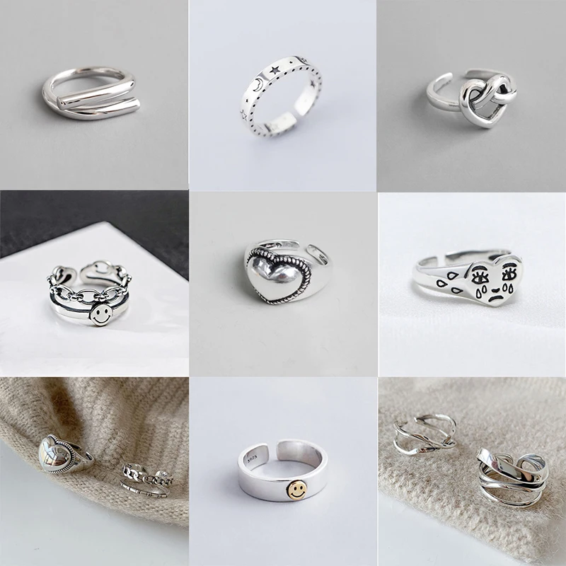 

New Fashion Rings Women Girls Expression Geometric Irregular Heart Shaped Winding Opening Ring Dating Jewelry Party Accessories