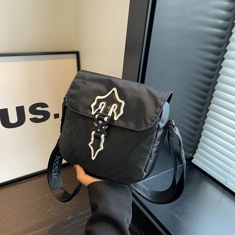 

Fashion Brand Diagonal Straddle Bag Black Small Bag Shopping Bag Waterproof Oxford Cloth Premium Small Bag