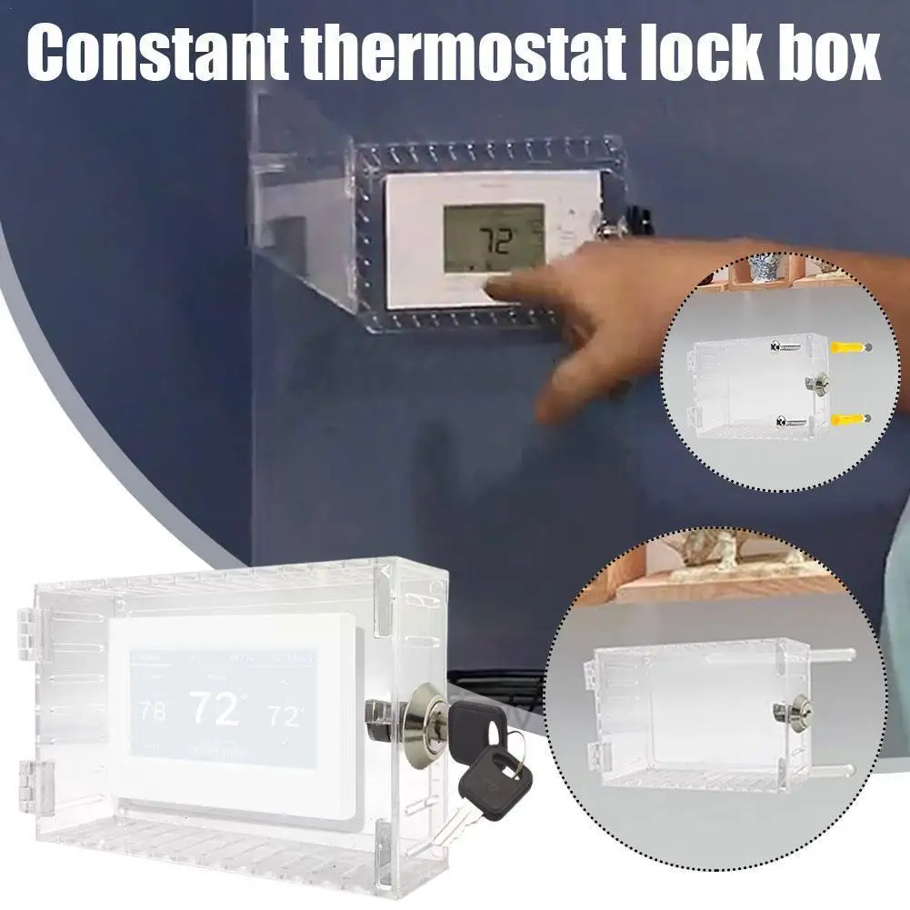 

Universal Thermostat Lock Box With Key Clear Large Thermostat Guard For Thermostat Wall Guard Cover Fit For Max 7''*4.5''*2 J5G0