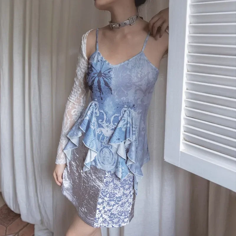 Винтажная Майка Karrram Y2k топы в японском стиле Харадзюку майки 1920-х годов