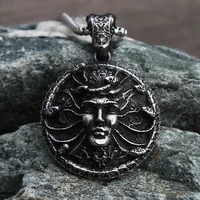 vintage ancient greece medusa pendants stainless steel snake hair banshee mythical necklaces unisex jewelry gift wholesale
