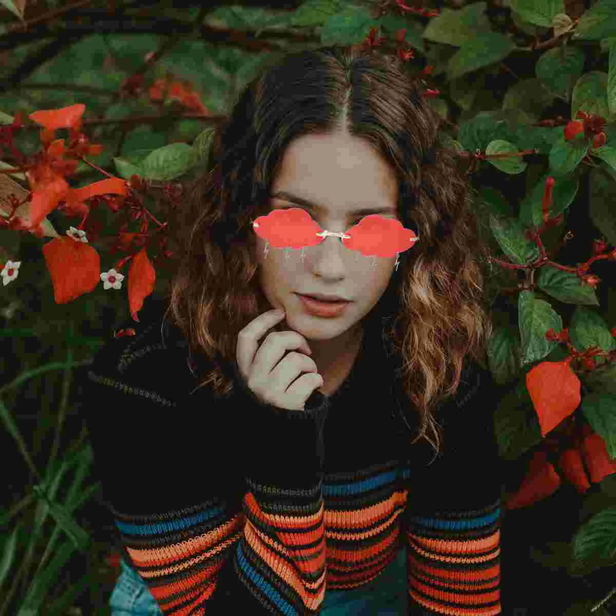 

Sunglasses Glasses Cloud Party Disco Rimless Funny 90S Eyeglasses Women Eyewear Novelty Shaped Tassel Fashion Clouds Frameless