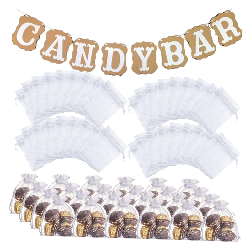 

CandyBar, баннер с мешками для конфет, 50 шт., со шнурком, для детского праздника, дня рождения, свадьбы, упаковки шоколада