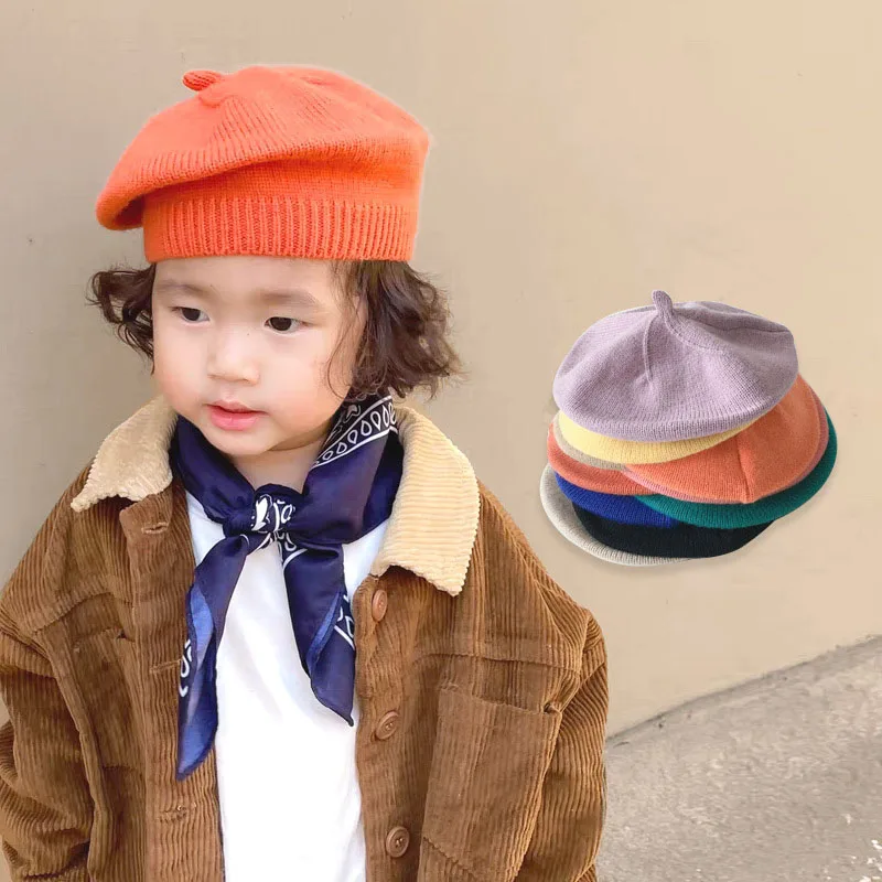 

New Girls' Solid Knitted Artist Hat
