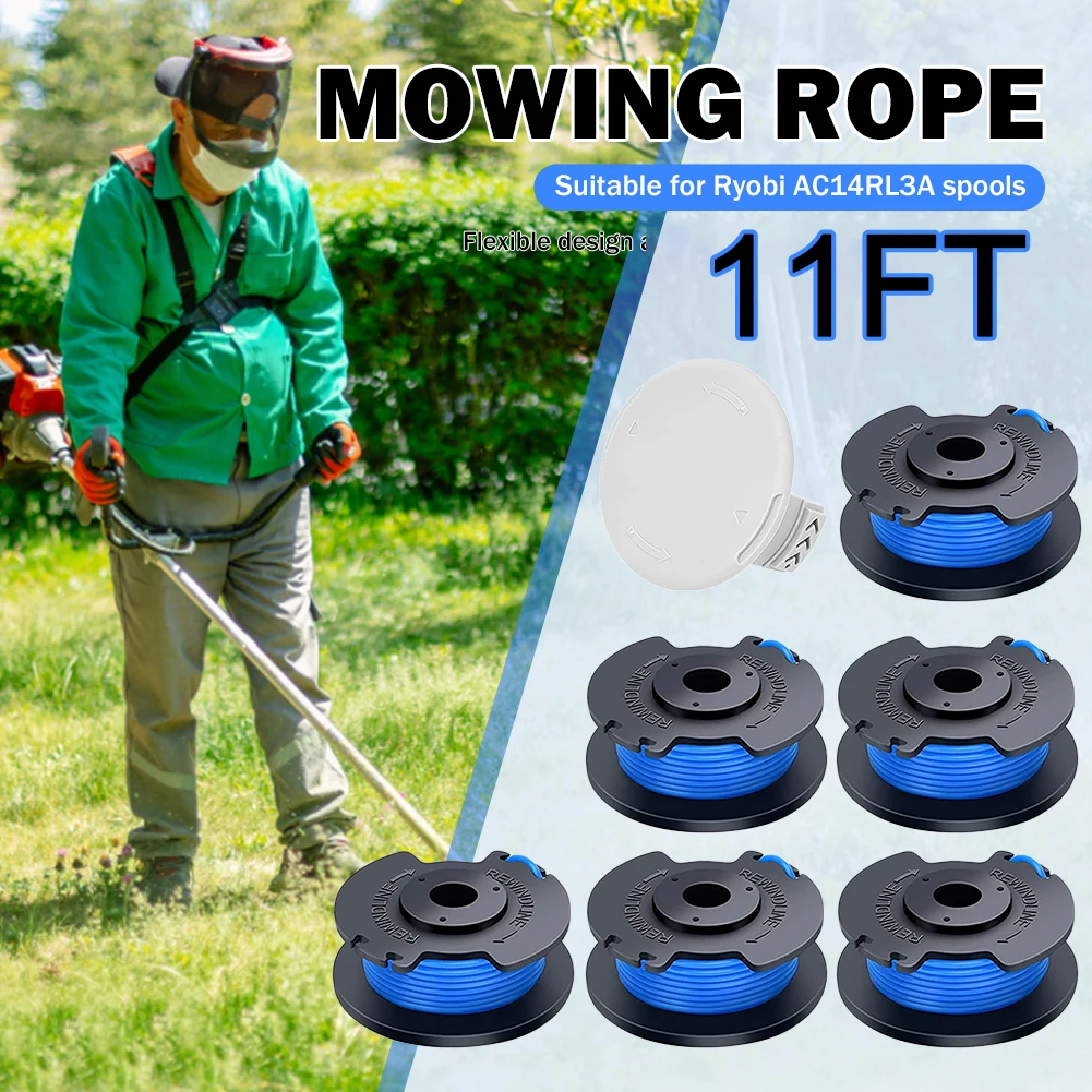 

10-1rolls String Trimmer Spool Kits For Ryobi One AC14RL3A/AC14HCA 11FT Cordless Weed Eater Spool Line Lawn Trimmer Accessories