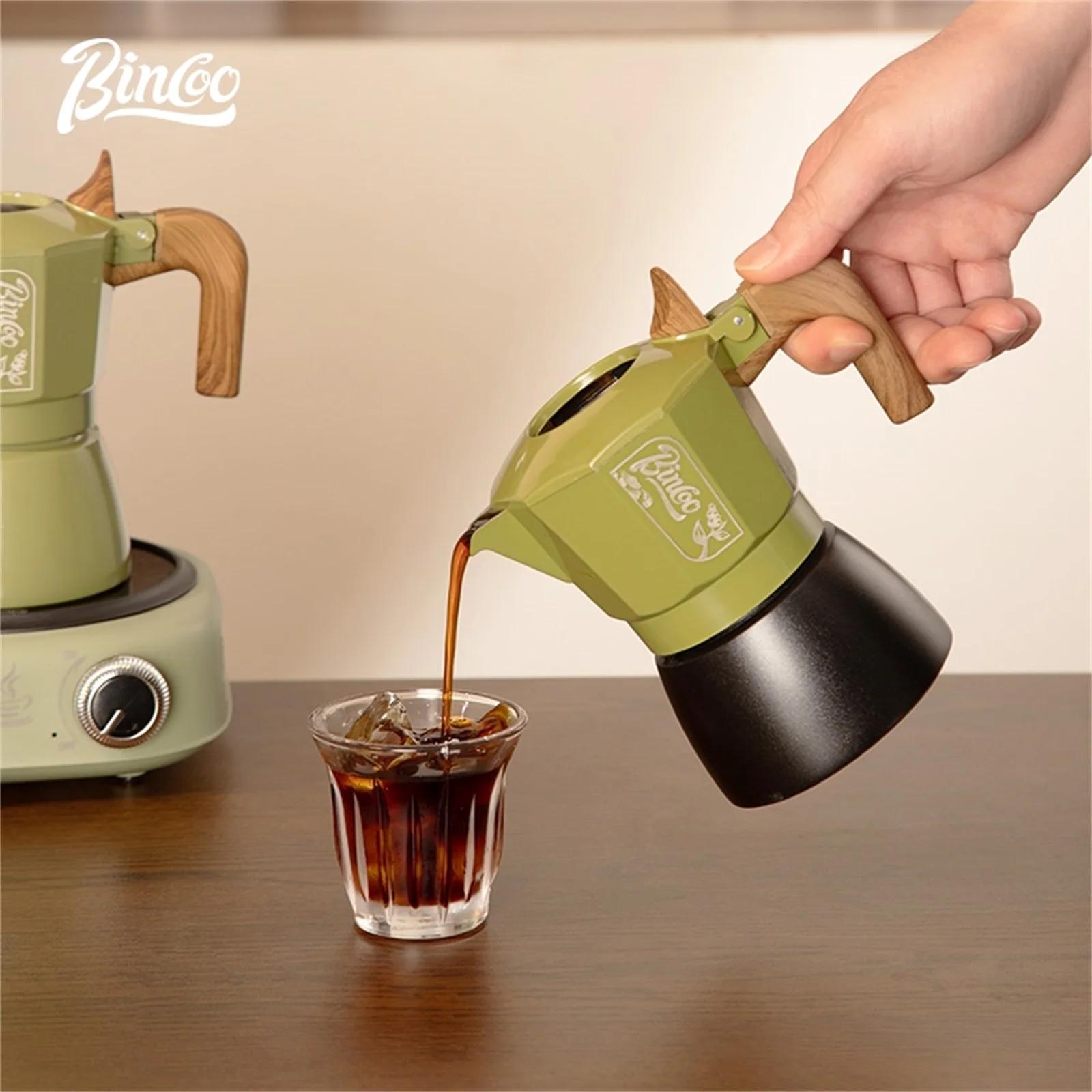 Фото Набор кофейников Bincoo Premium Moka, 6 вариантов цвета, система двойного клапана, компактная итальянская кофеварка для заваривания плиты №5