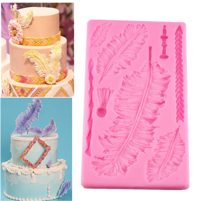 

Feather Silicone Mold Cake Border Fondant Mold Cake Decorating Tools Chocolate Gumpaste Mold Kitchen Accessories For Baking