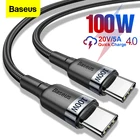 Кабель Baseus 100 Вт USB C к USB Type C USBC PD Шнур зарядного устройства для быстрой зарядки USB-C 5A TypeC Кабель 2 м для Macbook Samsung Xiaomi POCO