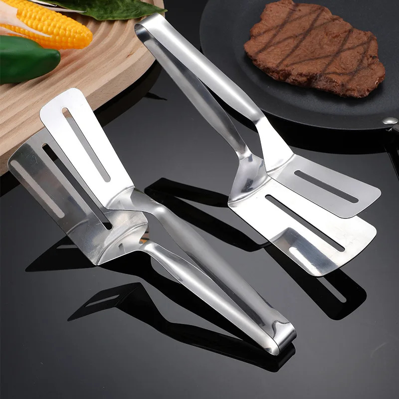 

Stainless Steel Frying Shovel Clip Multifunctional Steak BBQ Tongs Frying Fish Spatula Clip Bread Clip Household Kitchen Tool