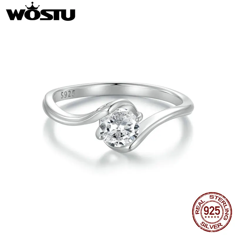 

WOSTU 0.5CT D Color VVS1 EX Round Moissanite Wedding Ring for Women 925 Sterling Silver Classical Rings Engagement Band MSR040