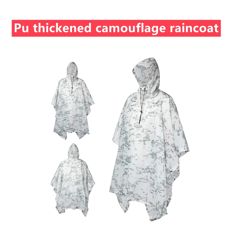 

3 In 1 Hiking Zipper Poncho Rain Coat Backpack Waterproof Tarp with Hood Hunting Poncho Outdoor Camping Tent Mat Awning Shelter