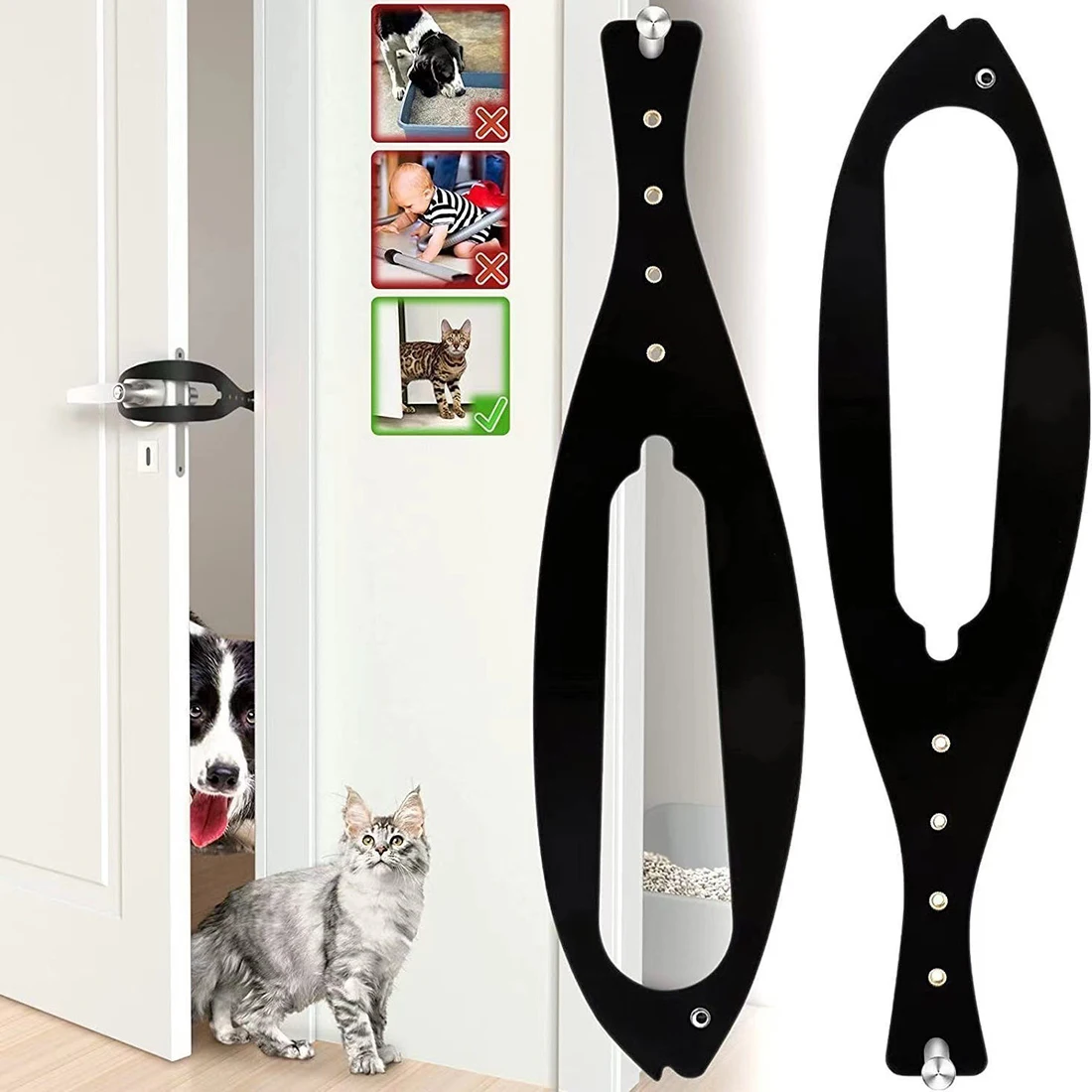 

1Pcs Pet Dog Cat Doorstop Allow Cats In And Keeps Dogs Outside Fast Latch Plastic Strap Door Holder Latch Cat Accessories 2023