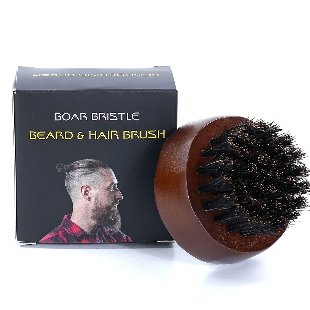 Круглая расческа для бороды портативная щетка укладки волос сделай сам из кабана