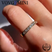vovgemini moissanite wedding band 7stars round cut vvs1 d color 925 sterling silver ring plated 18k gold match perfect diamond