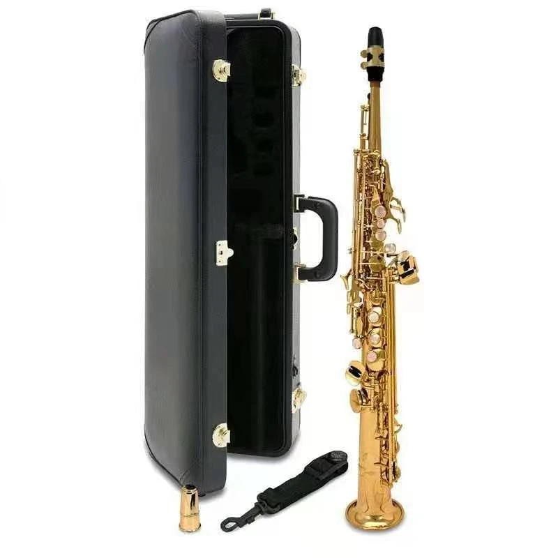 

High Qualiry Japan Soprano Saxophone 82Z Golden B Flat Soprano Straight Sax Woodwind Musical isntrument With Case