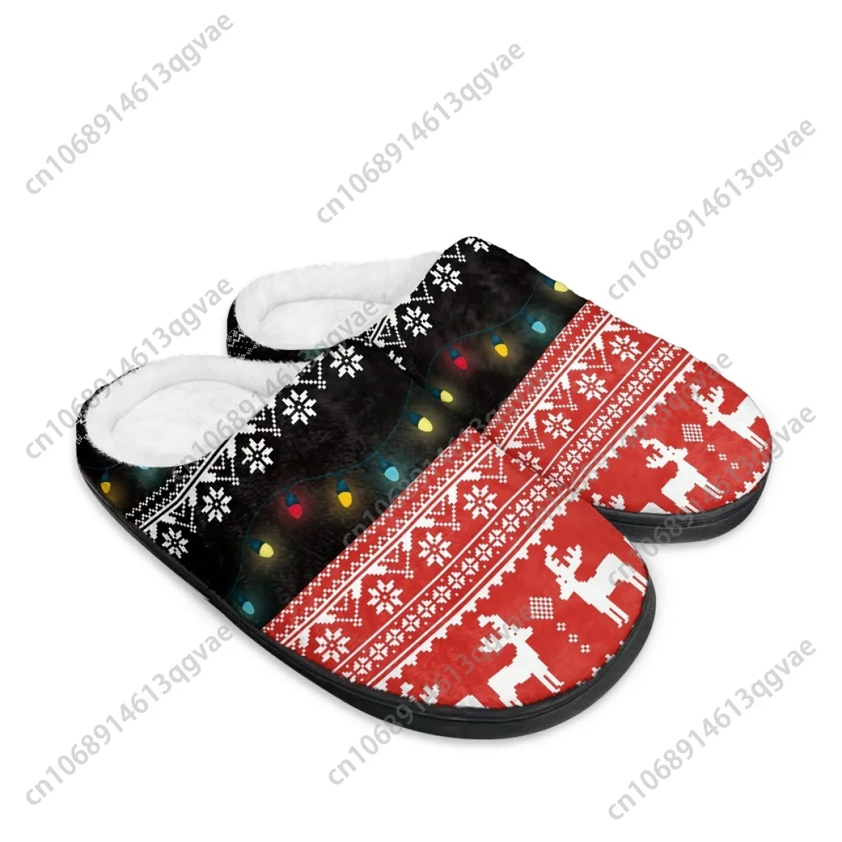 Рождественские домашние хлопковые тапочки с узором печенья новинка 2025 года