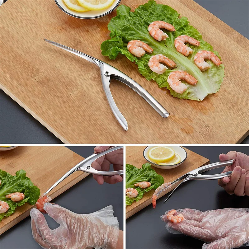 

Seafood Tools Stainless Steel Shrimp Stripper Shrimp Line Cutter Shrimps Lobster Line Shell Clean Knifes Kitchen Tool Accessorie