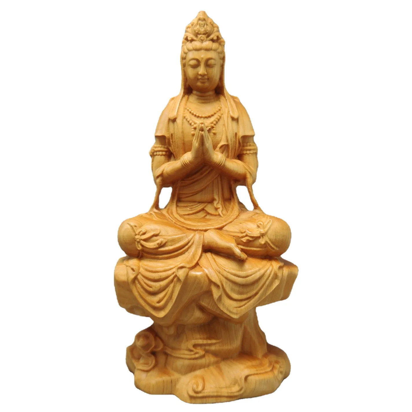 

Wooden Chanting Hands Together Self-Realized Guanyin Buddha Statue Ornament Home living room, room decoration statue