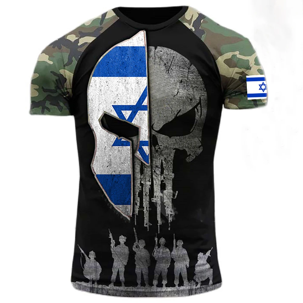 

Retro Israel Army Men's T-shirts 3D Print Israelis Flag Sports Camo Tops O-Neck Loose Short Sleeve Shirt Oversized Men Clothing