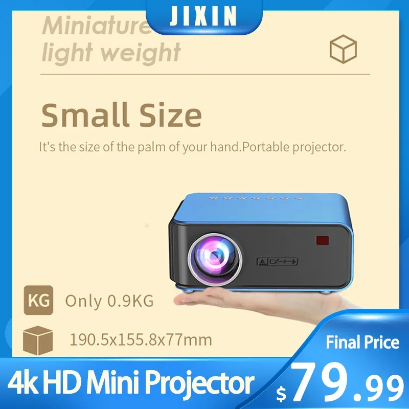 

Mobile Home Projector 4k HD Mini Portable Wireless Same Screen Mobile Phone LED 1024*600P Projection Screen Bedroom Dormitory