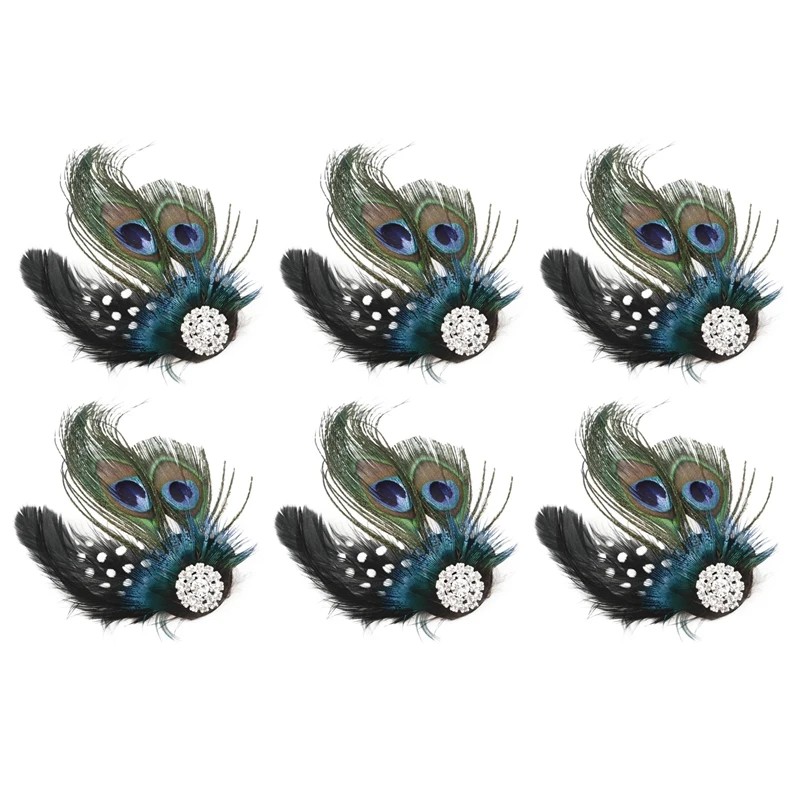 

6X Cute Peacock Feather Hair Clip