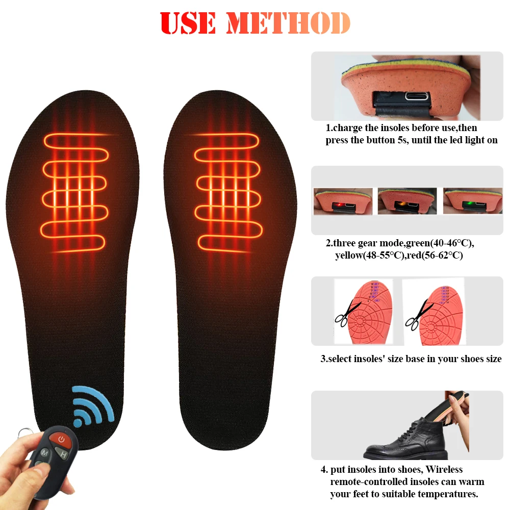 USB Electric Heated Insoles Women Men Heating Shoe Insole Winter Warm Insoles For Shoes Boots Heater Warm Foot Pads Insert