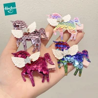kawaii little pony hairpin sequins unicorn with wings anime accessories for girls dress up barrette party props birthday gift