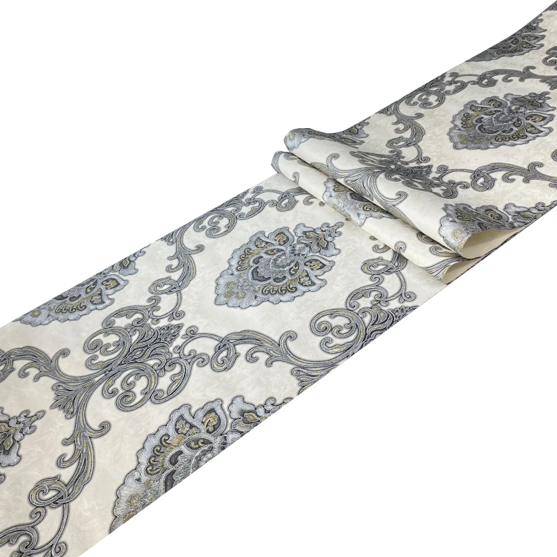 

Luxury Damask Thicken Non-Woven Wallpaper Roll White Roll Embossing European Style Wallpapers For Living Room Bedroom