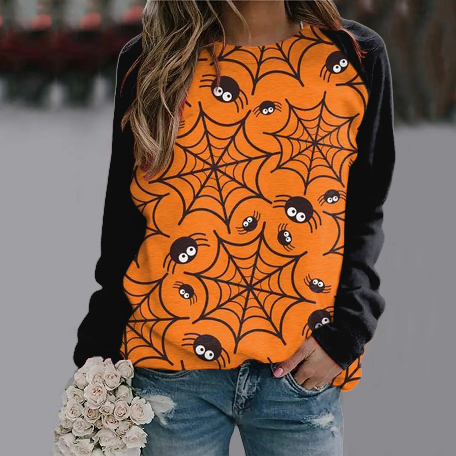 

Womens Halloween Print Fall Fashion Long Sleeve Casual Women Light Hoodie Jacket Bulk Hoodies for Women Mesh Hoodie Women