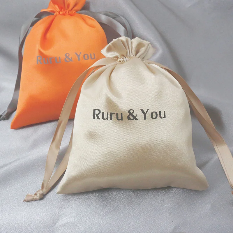 Satin Jewelry Bag Wedding Party Candy Package Can Organizer Clothes Custom Personalized Logo Print Fungus Drawstring Bags 50pcs