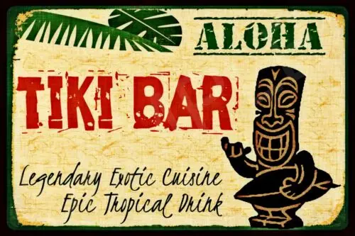 * ALOHA TIKI BAR SHAKA IDOL Сделано на Гавайских металлических знаках 8X12 LUAU HULA SURFER