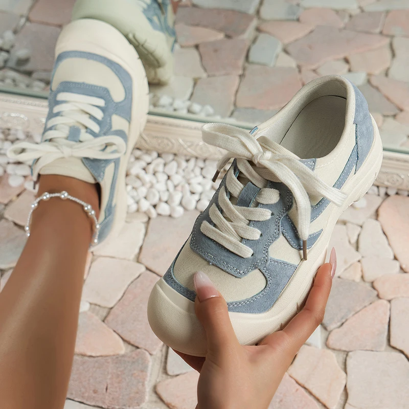 

Женские кроссовки на плоской подошве, Спортивные Повседневные лоферы на платформе, обувь для бега и походов, со шнуровкой, лето 2023