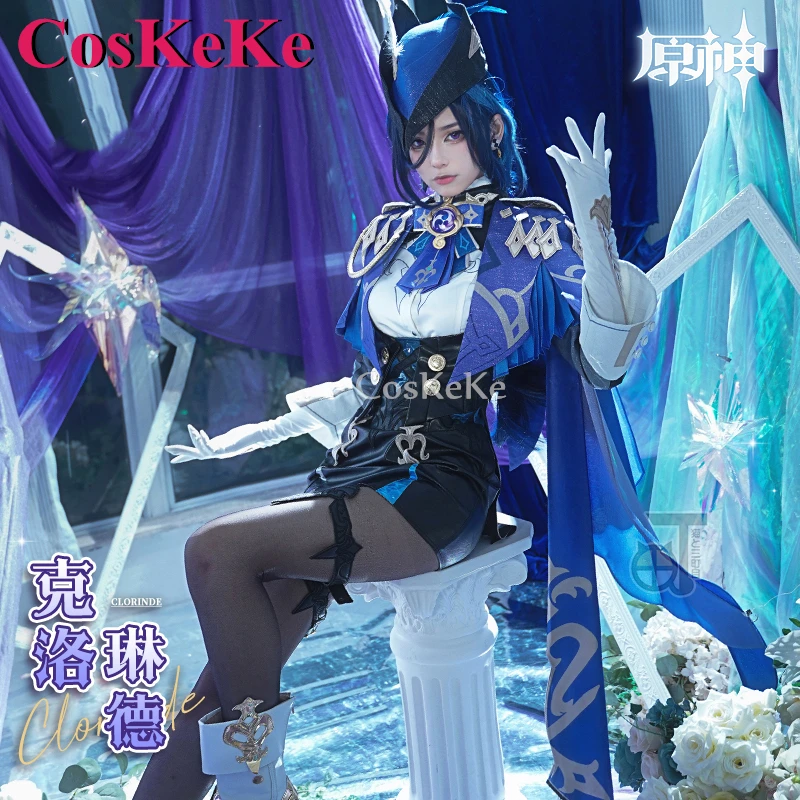 

CosKeKe Clorinde Косплей Аниме игра Genshin ударопрочный костюм полный комплект боевая униформа Хэллоуин
