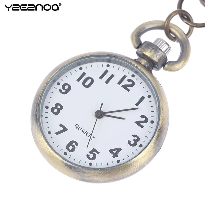 1pcs Retro Bronze Quartz Vintage Pocket Watch Movement Keychain Keyring Round Dial Key Chains For Men Wild Outing - купить по