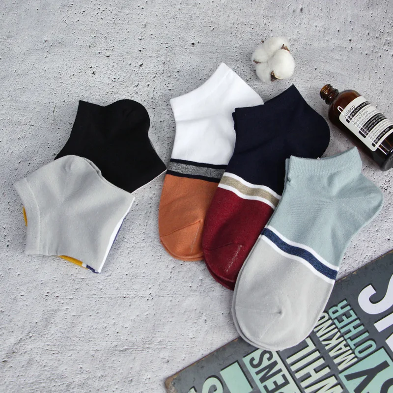 10 Pairs Men Cotton Short Socks Fashion Striped Printed Socks Summer Breathable Ankle Socks Low Cut Invisible Socks Outwork