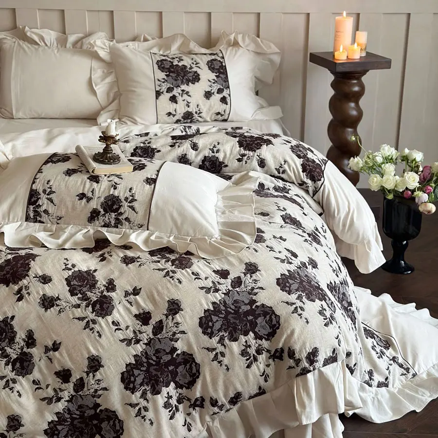 Винтажный французский пасторальный постельный комплект полный королевский